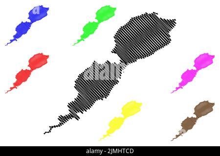 Île Umnak (États-Unis d'Amérique, Amérique du Nord, Alaska, États-Unis,Fox Islands of the Aléoutian Islands) illustration vectorielle de la carte, croquis de gribouillage Illustration de Vecteur