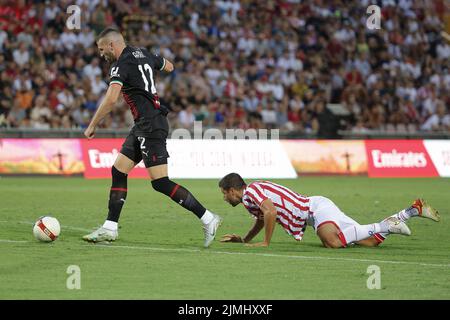 Ante Rebic de l'AC Milan pendant le match amical entre Vicenza vs AC Milan, Vicenza, Italia, au stade Romeo Menti Vicenza 5 août 2022 (photo d'AllShotLive/Sipa USA) Credit: SIPA USA/Alamy Live News Banque D'Images