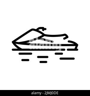 Icône jet ski Black Line. Activité de l'eau. Pictogramme pour page Web. Illustration de Vecteur