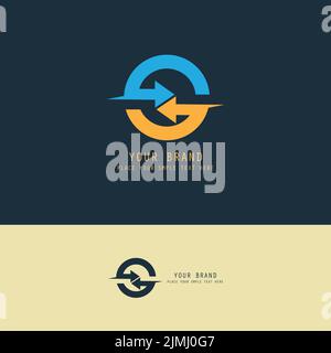 Un design de marque vectoriel avec une lettre « G » flèche logo et le texte « votre marque, placez votre exemple de texte ici » Illustration de Vecteur