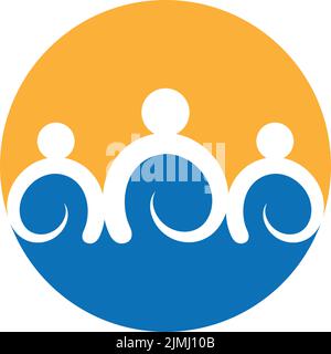 Un modèle vectoriel de conception de logo communautaire, de réseau et social isolé sur un fond blanc Illustration de Vecteur