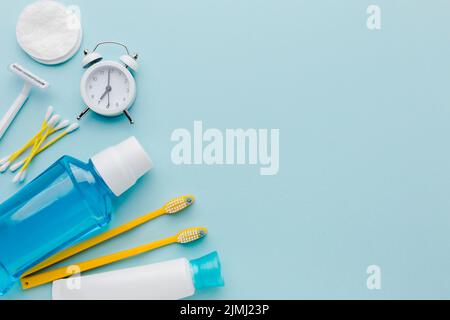 Produits de nettoyage dentaire espace de copie Banque D'Images