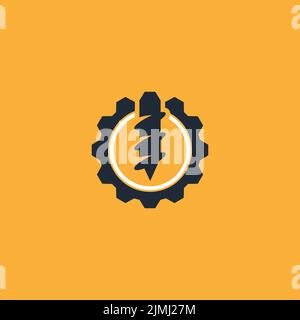 modèle de conception de modèle de logo d'engrenage de forage Illustration de Vecteur