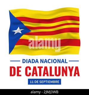 Affiche typographique de la Journée nationale de la Catalogne en espagnol. Vacances sur 11 septembre. Modèle vectoriel pour bannière, prospectus, cartes de vœux, etc Illustration de Vecteur