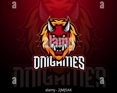 Une mascotte e-sports moderne pour le logo de l'équipe, un badge démon oni Illustration de Vecteur