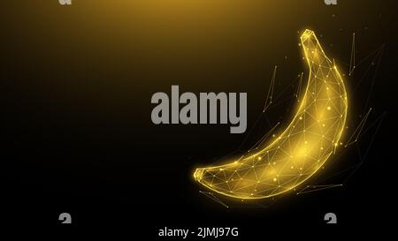 Illustration polygonale du vecteur banane. Fruit de style poly bas. Bannière abstraite, modèle ou arrière-plan Banque D'Images
