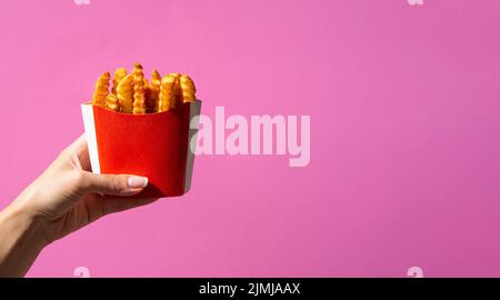 Boîte de frites avec espace de copie Banque D'Images