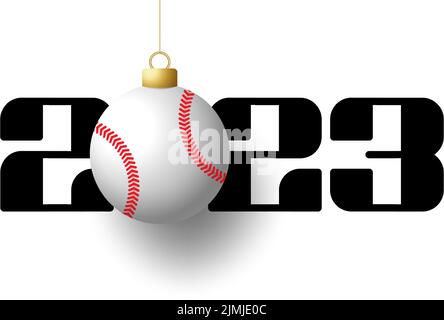 Baseball 2023 Bonne Année. Carte de vœux sportive avec ballon de baseball sur fond de luxe. Illustration vectorielle. Illustration de Vecteur