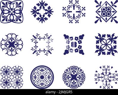 Un ensemble d'icônes et de décorations à motif fleuri vectoriel vintage Illustration de Vecteur