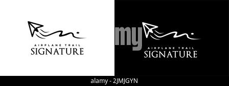 Paper plane Aircraft Trail Signature icône logo Design Illustration de Vecteur
