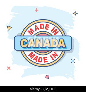 Dessin animé fait au Canada en style comique. Pictogramme d'illustration fabriqué. Concept commercial des panneaux de production. Illustration de Vecteur