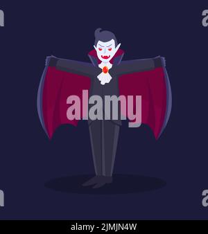 Vampire homme en manteau, personnage de fantaisie isolé Illustration de Vecteur