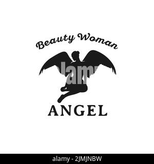 Logo Silhouette of Beauty Woman Angel Illustration de Vecteur