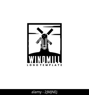 Inspiration pour le design du logo Wind Mill Farm Field Illustration de Vecteur