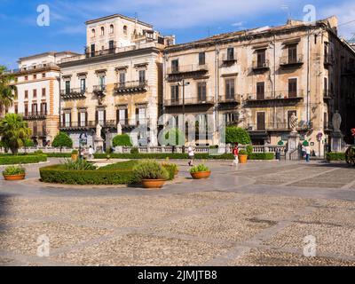 Maisons anciennes dans la province de Palerme Banque D'Images