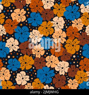 Un riche mélange floral orange brûlé, ocre et orange brunâtre chaud évoque des sentiments de croustillant octobre matin. Associé à une teinte bleu foncé pour faire apparaître les couleurs Illustration de Vecteur
