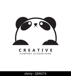 symbole d'icône de logo panda animal mignon simple Illustration de Vecteur