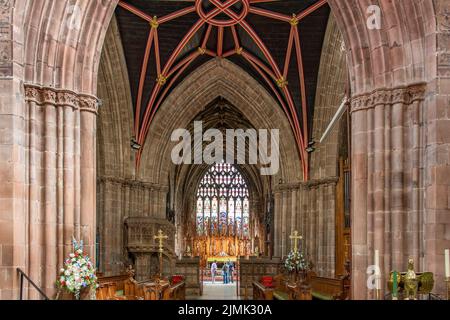 La Nave dans l'église St Mary, Nantwich, Cheshire, Angleterre Banque D'Images