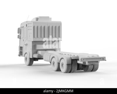 3d rendu de remorque logistique blanche ou modèle de camion sur fond blanc Banque D'Images