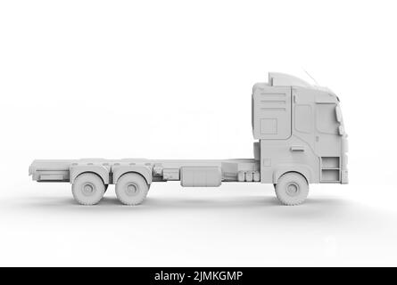 3d rendu de remorque logistique blanche ou modèle de camion sur fond blanc Banque D'Images