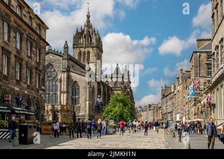 Cathédrale St Gile et Royal Mile, Édimbourg, Mid-Lothian, Écosse Banque D'Images