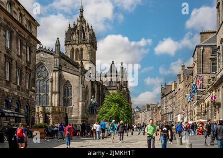 Cathédrale St Gile et Royal Mile, Édimbourg, Mid-Lothian, Écosse Banque D'Images