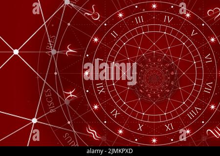 Signes du zodiaque arrière-plan de l'horoscope. Concept de fantaisie et de mystère Banque D'Images