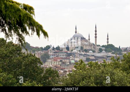 Mosquée Süleymaniye, Istanbul, Turquie : c'est une mosquée impériale ottomane située sur la troisième colline d'Istanbul. Banque D'Images
