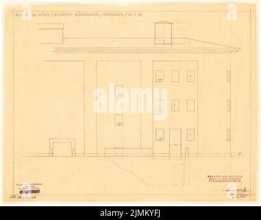 Poelzig Hans (1869-1936), Babylone Lichtpielhaus am Bülowplatz (Scheunenviertel), Berlin (1928-1929) : bloc 14, vue de la Hirtenstraße 1:50. Crayon sur transparent, 42,6 x 54,1 cm (y compris les bords de numérisation) Banque D'Images