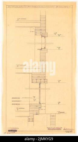 Poelzig Hans (1869-1936), reconception de la zone environnante de Bülowplatz (Scheunenviertel) à Berlin (10.03.1928): Bâtiment résidentiel à coupe détaillée. Crayon sur transparent, 66,4 x 38 cm (y compris les bords de numérisation) Banque D'Images