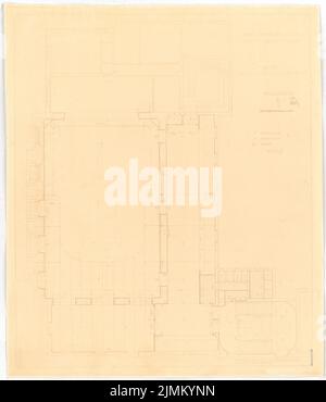 Poelzig Hans (1869-1936), salle de concert à Beuthen. Conversion (13 septembre 1927): Plan d'étage Saal parquet 1:50 (par Inv.No 3627). Cassure légère sur le papier, 95,4 x 81,6 cm (y compris les bords de numérisation) Banque D'Images