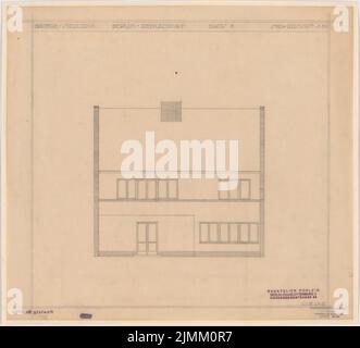 Poelzig Hans (1869-1936), colonie de Gagfah dans le Fischtalgrund, Berlin (20 mars 1928): Maison 8, vue sud 1:50. Crayon sur transparent, 46,2 x 51 cm (y compris les bords de numérisation) Banque D'Images