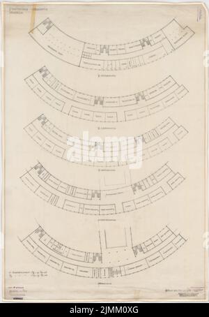 Poelzig Hans (1869-1936), école professionnelle urbaine, Berlin-Kreuzberg (31 janvier 1929): 2nd école professionnelle, plan d'étage EG-4. OG 1 : 200. Crayon sur transparent, 111,2 x 76,8 cm (y compris les bords de numérisation) Banque D'Images
