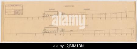 Poelzig Hans (1869-1936), studio de son, Berlin-Gatow (22.10.1930): Coupes 1: 500. Crayon sur transparent, 33,9 x 108,2 cm (y compris les bords de numérisation) Banque D'Images