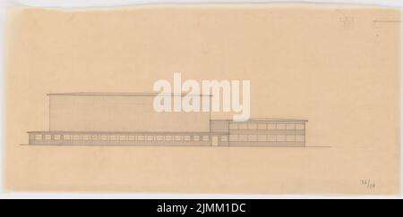 Poelzig Hans (1869-1936), studio de son, Berlin-Gatow (1930): Halle: Vue. Crayon sur transparent, 31,5 x 63,6 cm (y compris les bords de numérisation) Banque D'Images