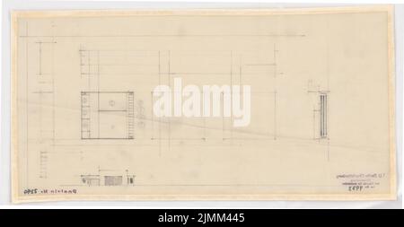 Poelzig Hans (1869-1936), studio de son, Berlin-Gatow (1930): Plan d'étage rectangulaire 1: 2000. Crayon sur transparent, 22,5 x 43,4 cm (y compris les bords de numérisation) Banque D'Images