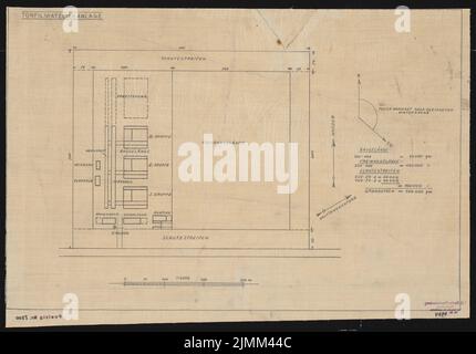 Poelzig Hans (1869-1936), studio de son, Berlin-Gatow (1930): Plan d'étage rectangulaire 1: 2000. Crayon sur transparent, 41,7 x 59,7 cm (y compris les bords de numérisation) Banque D'Images