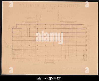 Falck, Georg, grand magasin Tietz à Breslau (02.10.1929): Section transversale A-B 1: 100. Saut de lumière avec note crayon, 73,4 x 95,8 cm (y compris les bords de numérisation) Banque D'Images