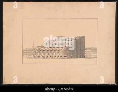 Poelzig Hans (1869-1936), Maison de l'amitié, Istanbul (1916) : perspective. Cassure légère sur le papier, 60,3 x 82,4 cm (y compris les bords de numérisation) Banque D'Images