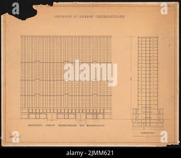 Poelzig Hans (1869-1936), tour en hauteur à la gare Friedrichstraße, Berlin (env 1921): Vue blessée Friedrichstrasse, banque Reich, section 1: 200. Encre sur transparent, 71,2 x 87 cm (y compris les bords de numérisation) Banque D'Images