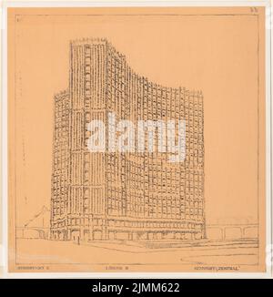 Poelzig Hans (1869-1936), tour en hauteur à la gare Friedrichstraße, Berlin (env 1921): Point de vue en perspective C, solution B. rupture légère sur carton, 58 x 56,9 cm (y compris Bords de numérisation) Banque D'Images