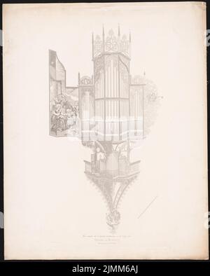 Architecte inconnu, Münster à Strasbourg (1851) : vue sur l'orgue. Lithographie sur papier, 91,4 x 73,3 cm (y compris les bords de numérisation) Banque D'Images