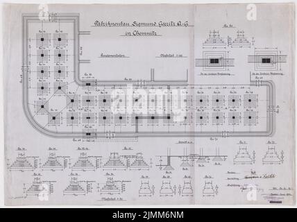 Poelzig Hans (1869-1936), Sigmund Goeritz AG, Chemnitz (06,1922): Plan de fondation 1: 100. Encre sur transparent, 63,8 x 91 cm (y compris les bords de numérisation) Banque D'Images