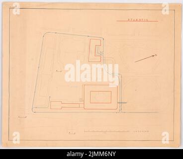 Poelzig Hans (1869-1936), Hôtel à Chemnitz (à l'Hôtel Chemnitz Hof) (1928): Plan du site 1: 500. Crayon de couleur sur une cassure du papier, 68,6 x 84,2 cm (y compris les bords de numérisation) Banque D'Images