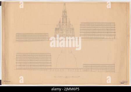 Poelzig Hans (1869-1936), Hôtel à Chemnitz (à l'Hôtel Chemnitz Hof) (1928): 2 vues Nord, Sud 1: 200. Crayon sur transparent, 71,4 x 107,6 cm (y compris les bords de numérisation) Banque D'Images