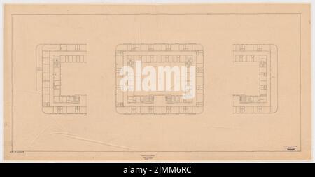 Poelzig Hans (1869-1936), Hôtel à Chemnitz (à l'Hôtel Chemnitz Hof) (1928): Grundrisse OG Hotel 1: 200. Crayon sur transparent, 65,6 x 126,7 cm (y compris les bords de numérisation) Banque D'Images