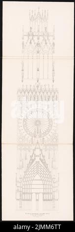 Architecte inconnu, Münster à Strasbourg (1851): Voir tour de taille moyenne. Lithographie sur papier, 218,3 x 73,8 cm (y compris les bords de numérisation) Banque D'Images