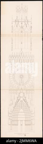 Architecte inconnu, Münster à Strasbourg (1851): Voir tour de taille moyenne. Lithographie sur papier, 215,2 x 68,4 cm (y compris les bords de numérisation) Banque D'Images