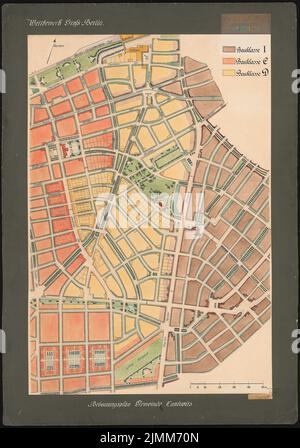 Brix & Genzmer, concours Groß-Berlin 1910. Plan de développement pour Berlin-Lankwitz: Plan de développement pour Lankwitz. Tuche aquarelle sur papier, 101,50 x 145,00 cm (bord de numérisation inclus). Banque D'Images