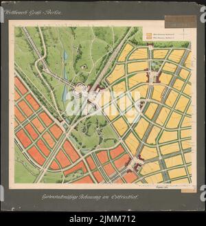 Brix & Genzmer, Groß-Berlin 1910. Ostfriedhof Ahrensfelde (1908-1910): Plan de développement à l'Ostfriedhof (Ahrensfelde) 1: 2000. Tuche aquarelle sur papier, 114,1 x 110,8 cm (y compris les bords de numérisation) Banque D'Images